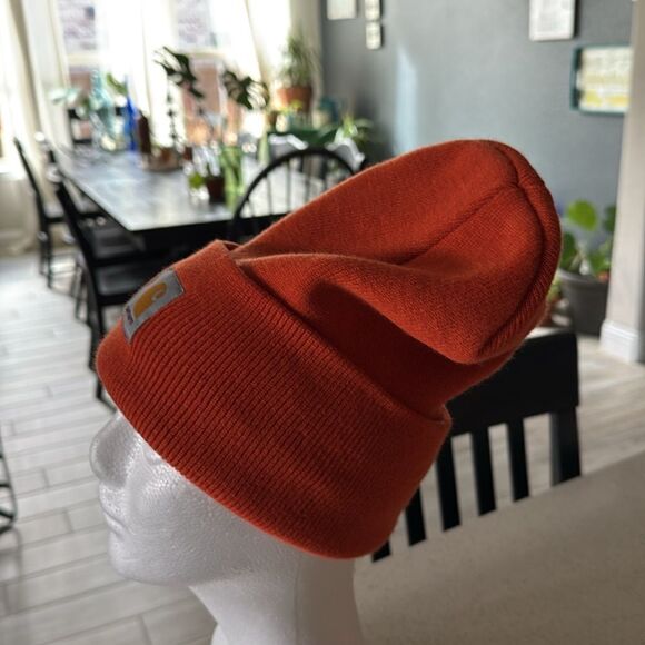 NWOT Carhartt Orange KNIT CUFFED BEANIE Patch Warm - Picture 4 of 7